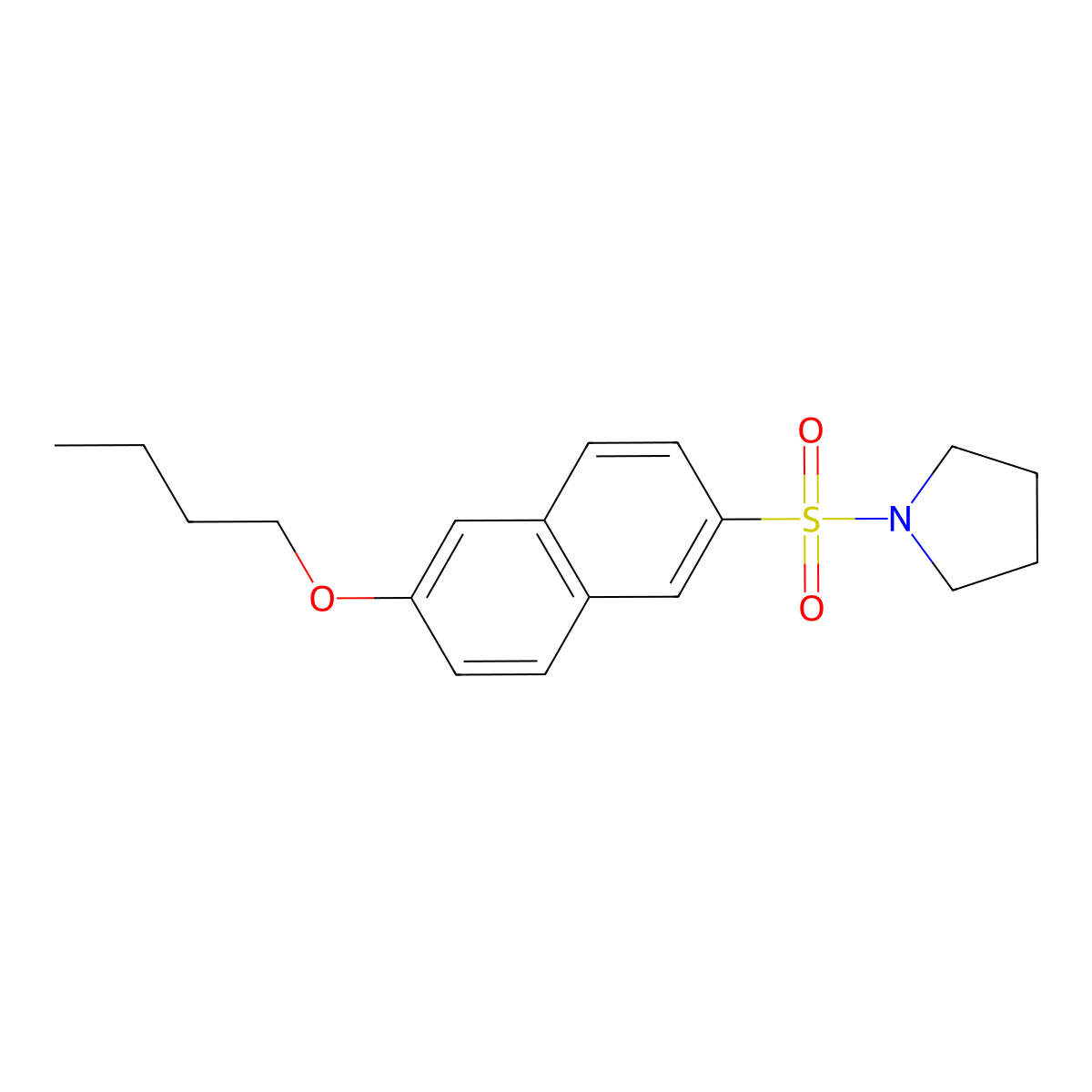 1-[(6-Butoxynaphthalen-2-yl)sulfonyl]pyrrolidine molecular structure, CAS 1206146-51-1