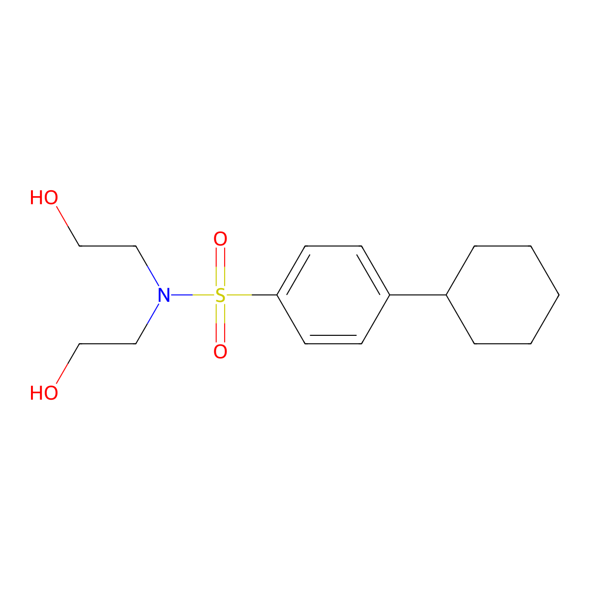 Bis(2-hydroxyethyl)[(4-cyclohexylphenyl)sulfonyl]amine molecular structure, CAS 1206147-60-5