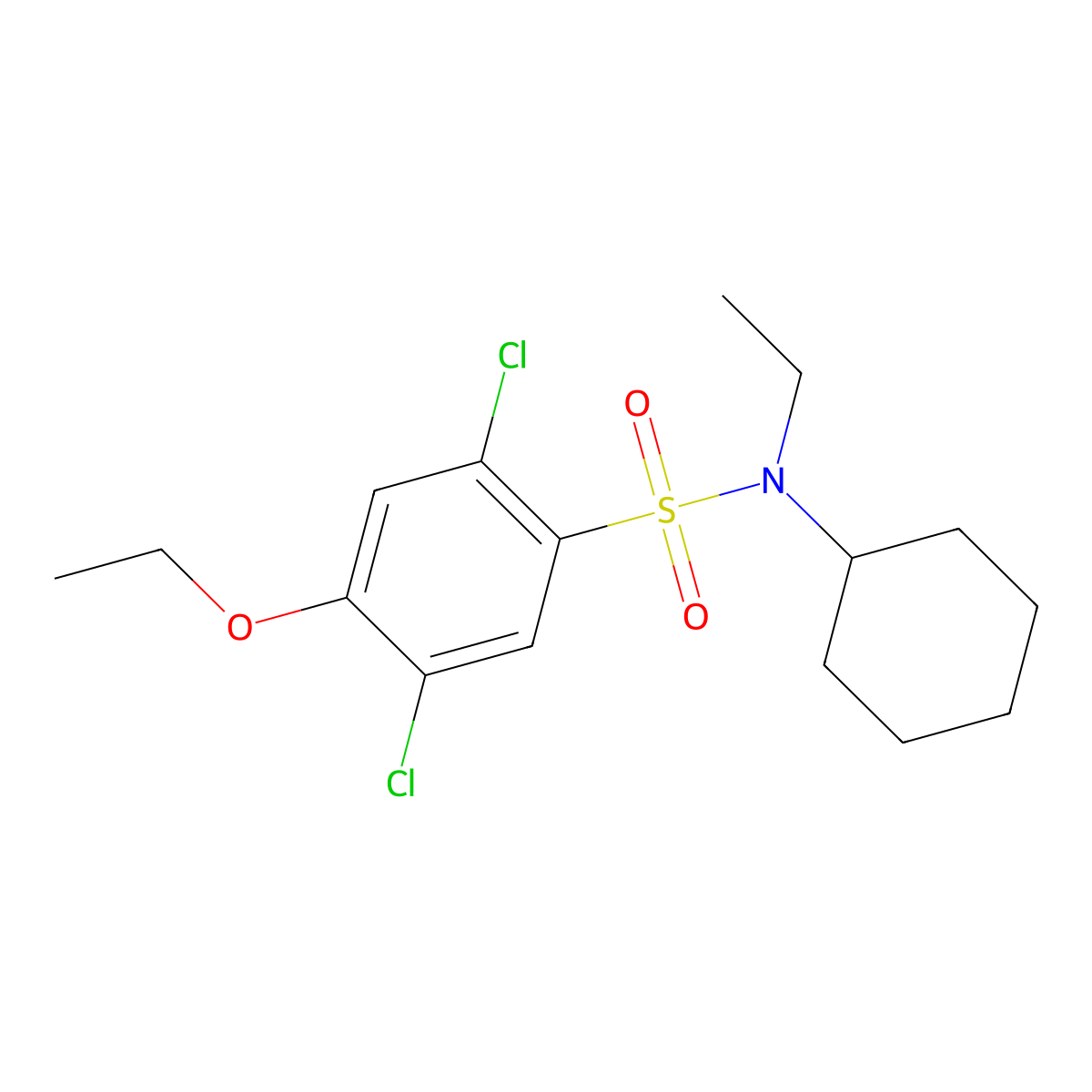 2,5-dichloro-N-cyclohexyl-4-ethoxy-N-ethylbenzene-1-sulfonamide molecular structure, CAS 1206148-45-9