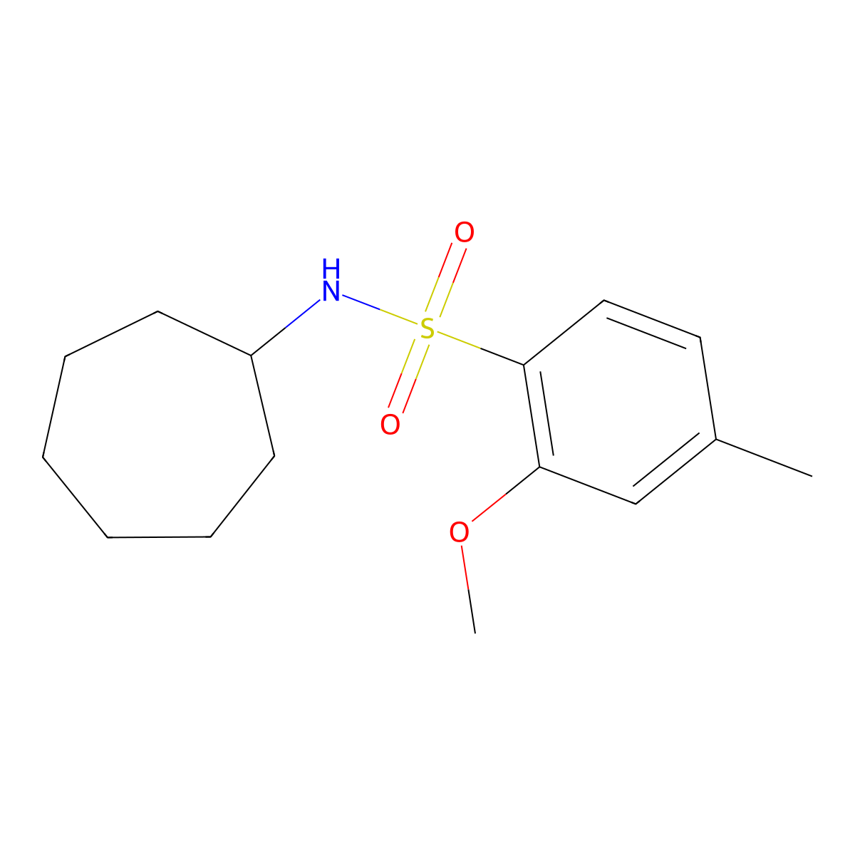 N-cycloheptyl-2-methoxy-4-methylbenzenesulfonamide molecular structure, CAS 1206149-02-1