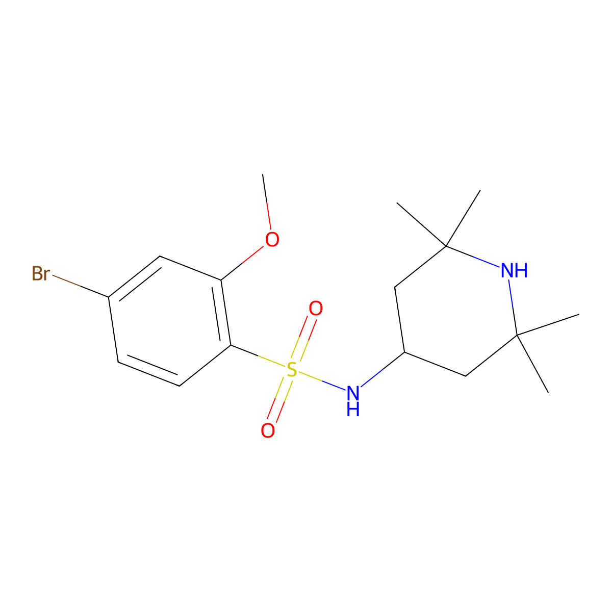 4-bromo-2-methoxy-N-(2,2,6,6-tetramethyl-4-piperidinyl)benzenesulfonamide molecular structure, CAS 1206149-20-3