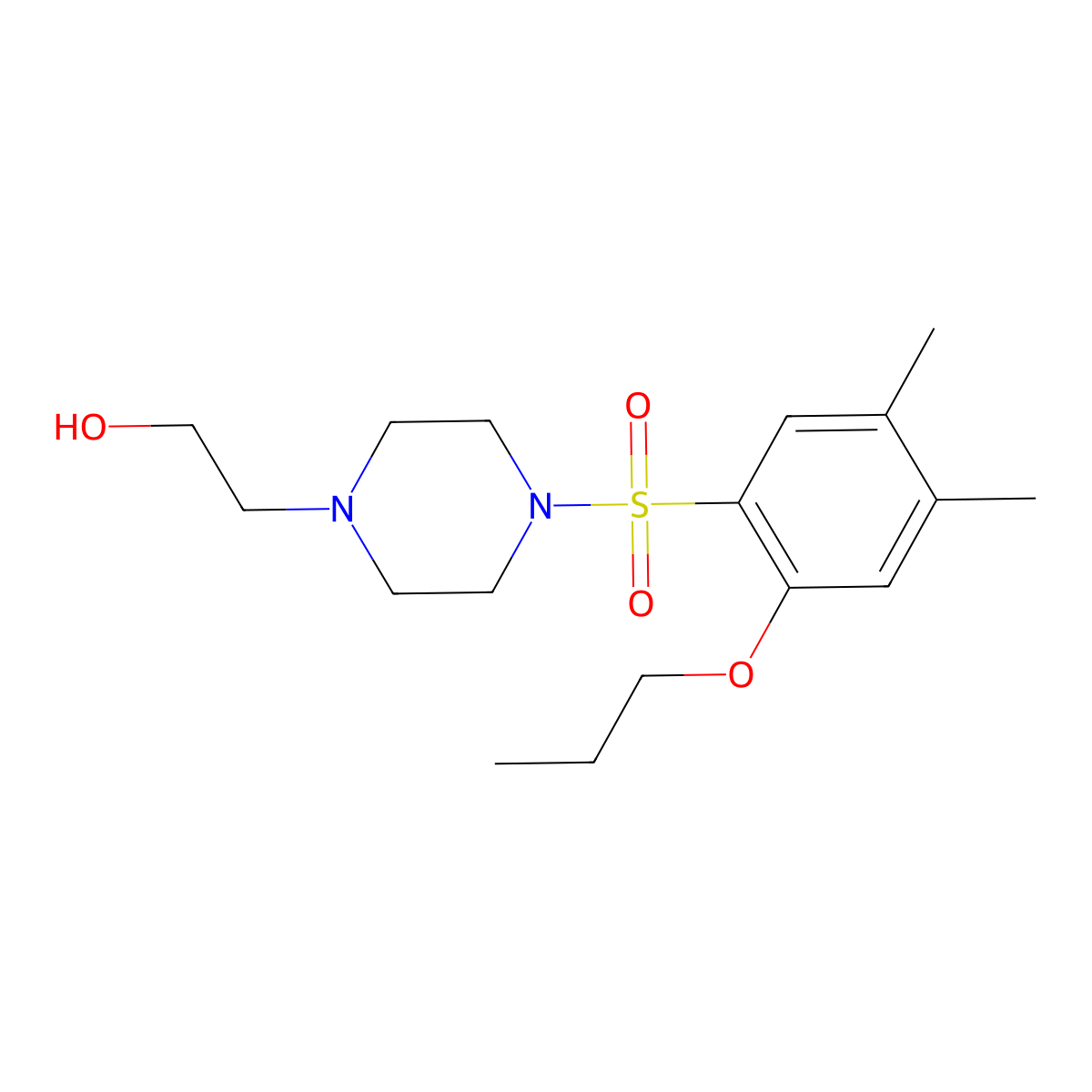 2-{4-[(4,5-Dimethyl-2-propoxyphenyl)sulfonyl]-1-piperazinyl}ethanol molecular structure, CAS 1206149-29-2