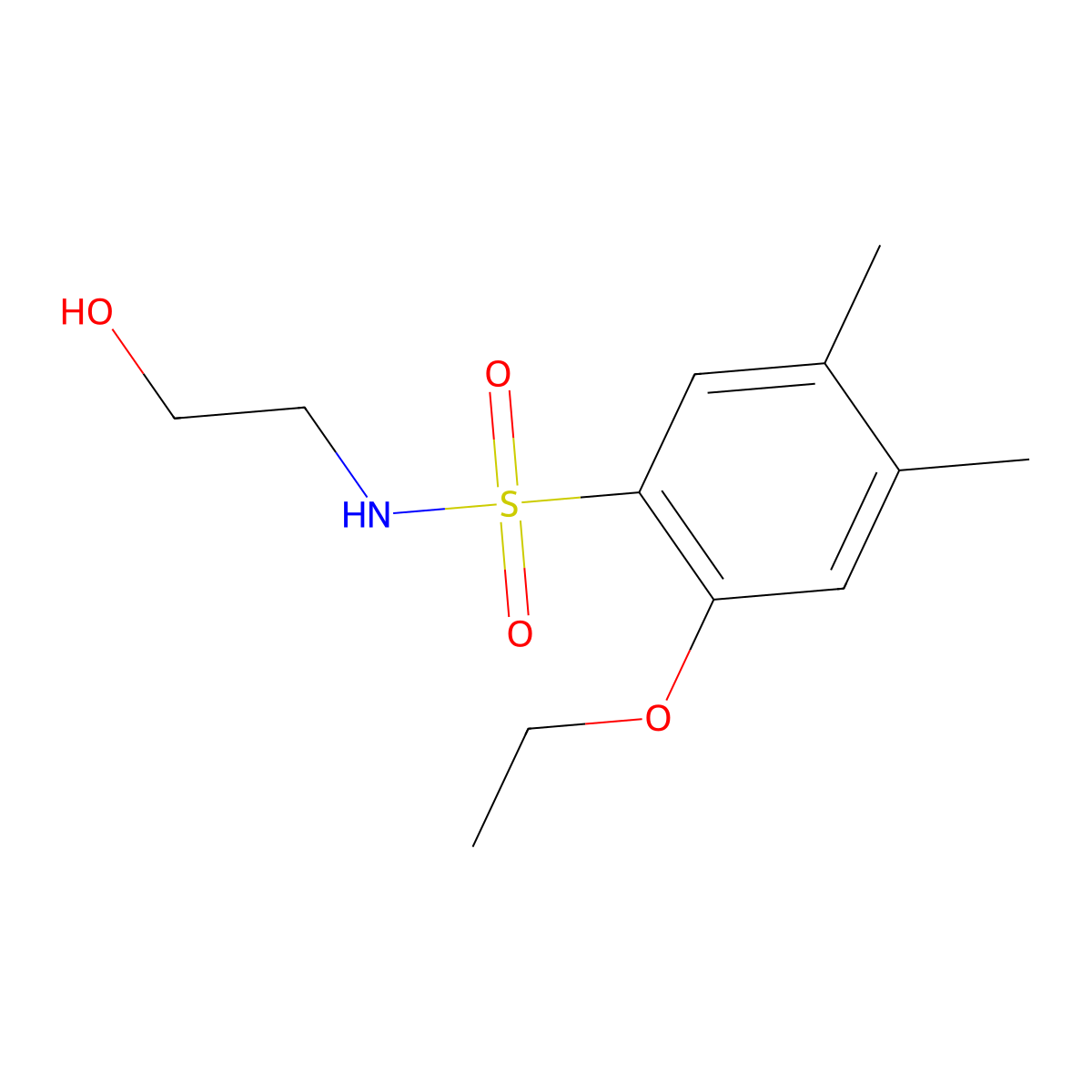 2-ethoxy-N-(2-hydroxyethyl)-4,5-dimethylbenzenesulfonamide molecular structure, CAS 1206150-88-0