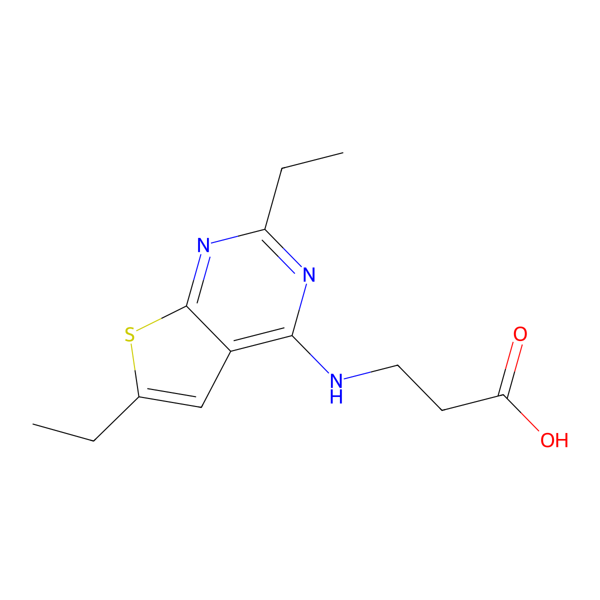 N-(2,6-diethylthieno[2,3-d]pyrimidin-4-yl)-beta-alanine molecular structure, CAS 1206151-24-7