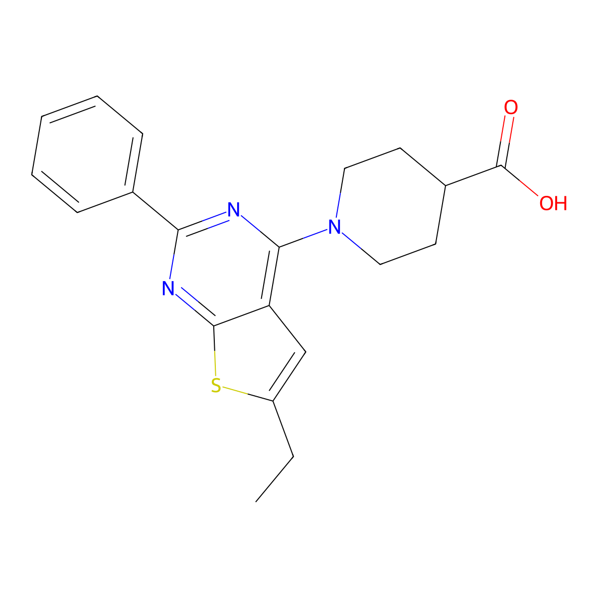 1-(6-Ethyl-2-phenylthieno[2,3-d]pyrimidin-4-yl)piperidine-4-carboxylic acid molecular structure, CAS 1206151-58-7