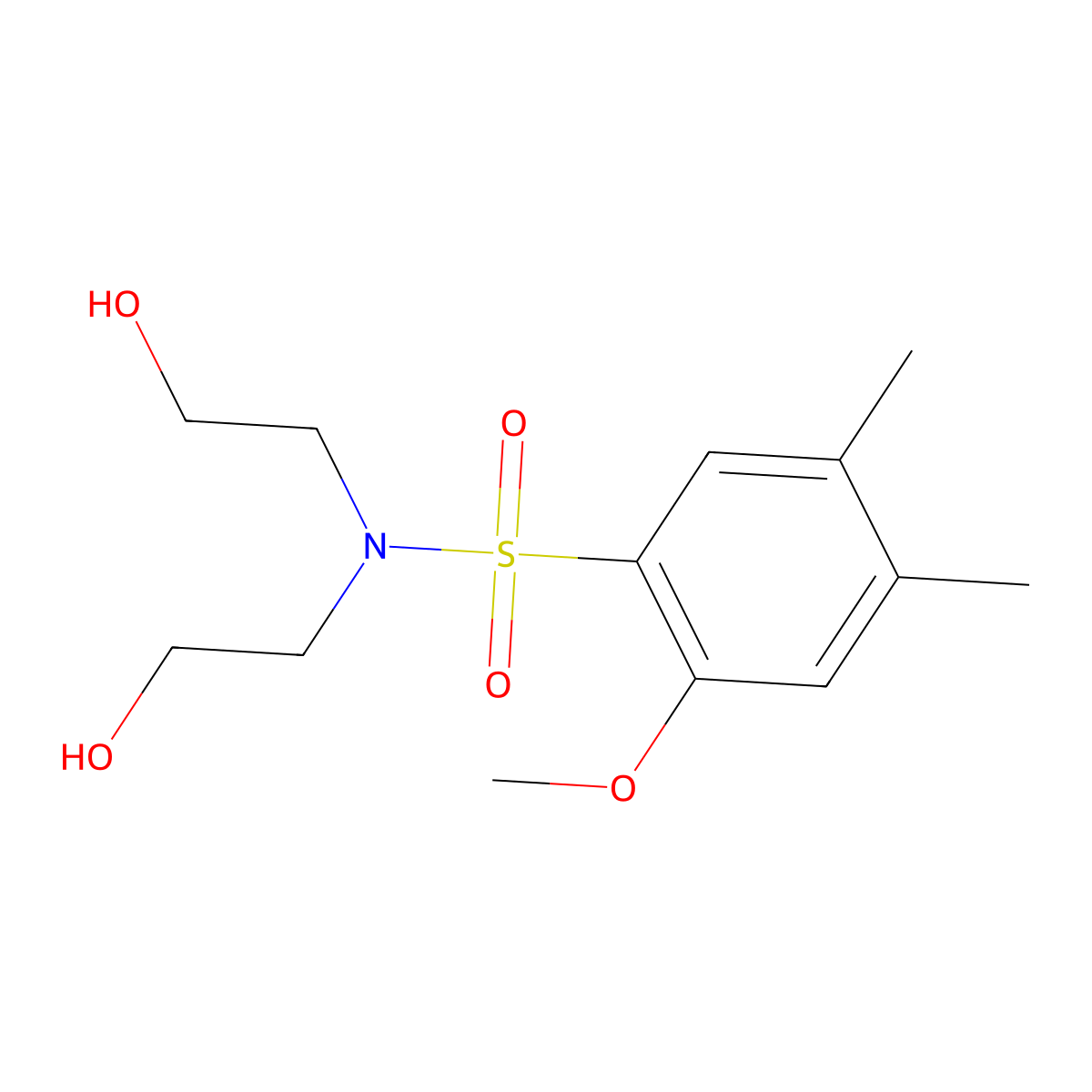 Bis(2-hydroxyethyl)[(2-methoxy-4,5-dimethylphenyl)sulfonyl]amine molecular structure, CAS 1206151-85-0