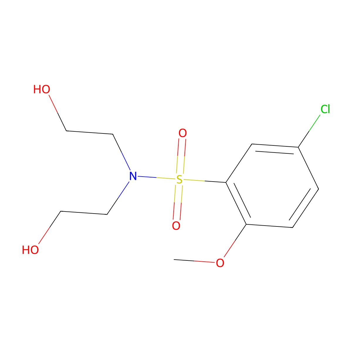Bis(2-hydroxyethyl)[(5-chloro-2-methoxyphenyl)sulfonyl]amine molecular structure, CAS 1206152-11-5