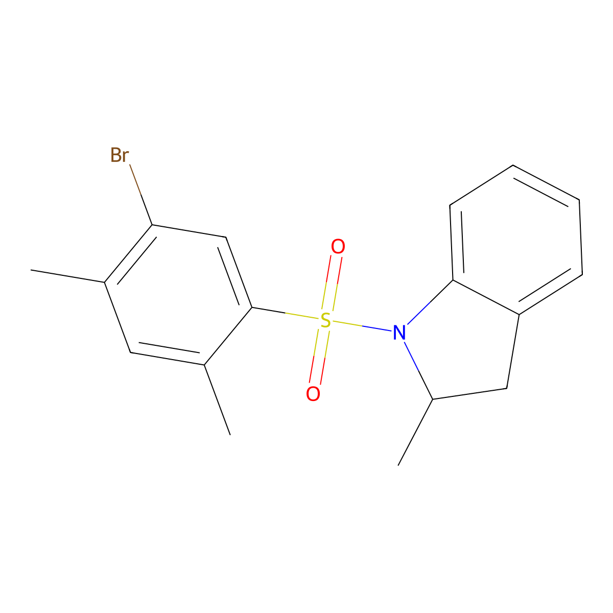 5-Bromo-2,4-dimethyl-1-[(2-methylindolinyl)sulfonyl]benzene molecular structure, CAS 1206152-14-8