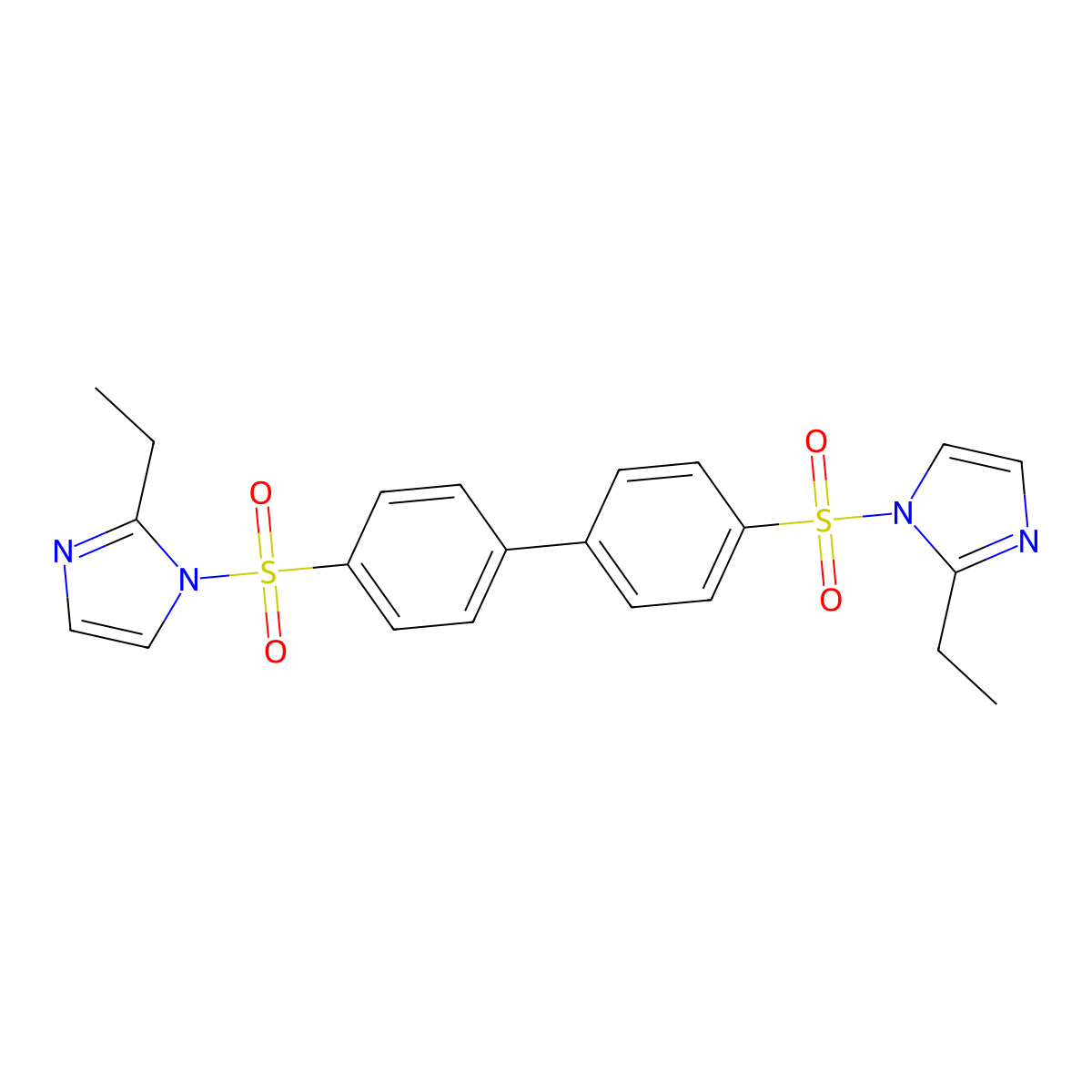 2-Ethyl-1-[(4-{4-[(2-ethylimidazolyl)sulfonyl]phenyl}phenyl)sulfonyl]imidazole molecular structure, CAS 1206152-89-7