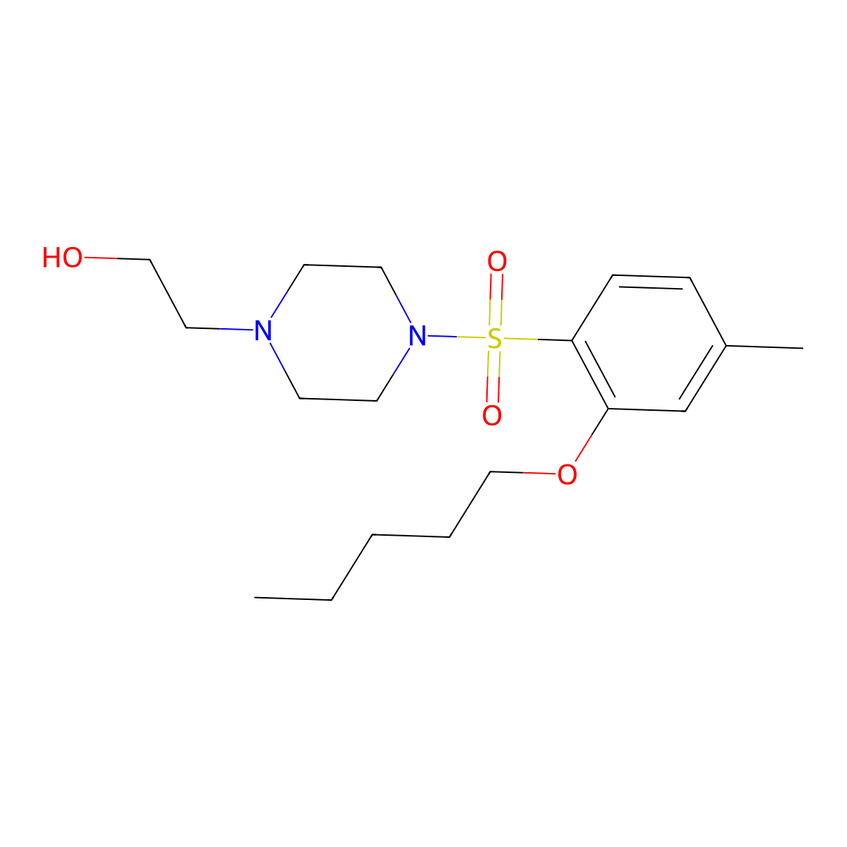 4-(2-Hydroxyethyl)-1-[(4-methyl-2-pentyloxyphenyl)sulfonyl]piperazine molecular structure, CAS 1206152-95-5
