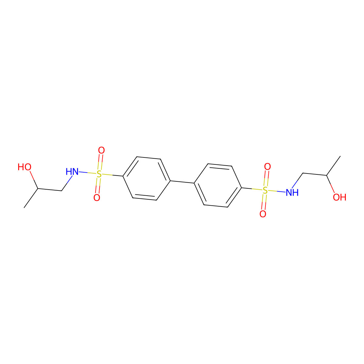 N4,N4'-Bis(2-hydroxypropyl)-[1,1'-biphenyl]-4,4'-disulfonamide molecular structure, CAS 1206153-03-8