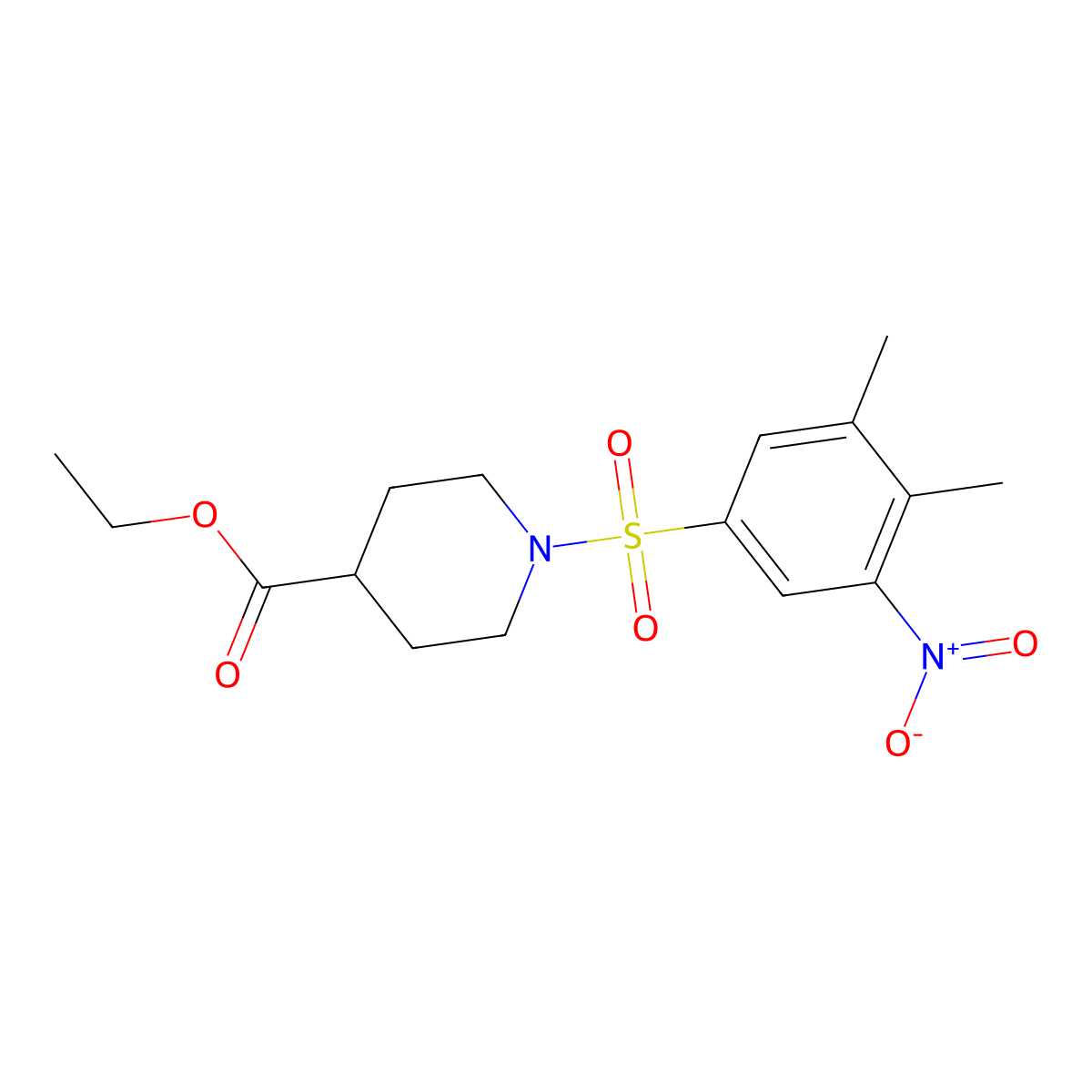 Ethyl 1-(3,4-dimethyl-5-nitrobenzenesulfonyl)piperidine-4-carboxylate molecular structure, CAS 1206154-29-1