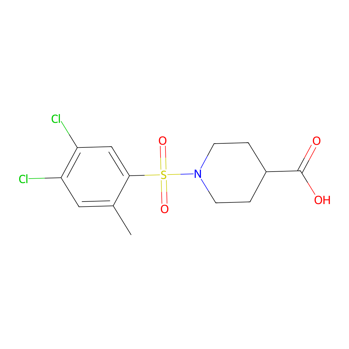 1-(4,5-Dichloro-2-methylbenzenesulfonyl)piperidine-4-carboxylic acid molecular structure, CAS 1206154-39-3