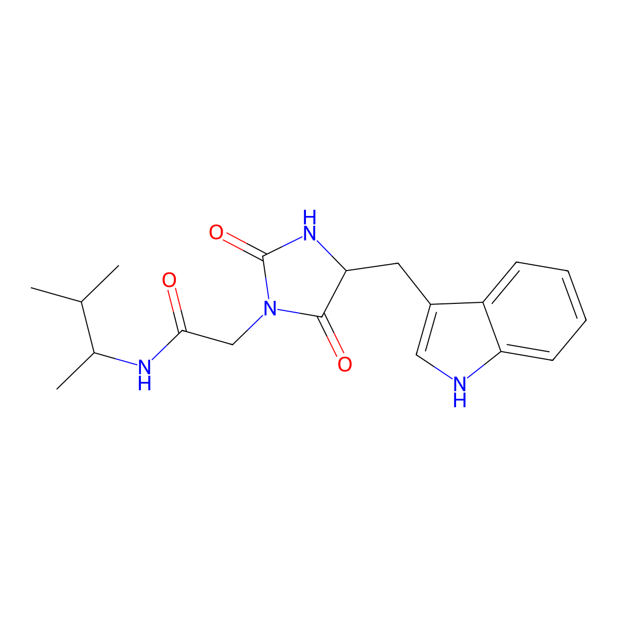 2-{4-[(1H-indol-3-yl)methyl]-2,5-dioxoimidazolidin-1-yl}-N-(3-methylbutan-2-yl)acetamide molecular structure, CAS 1206154-73-5