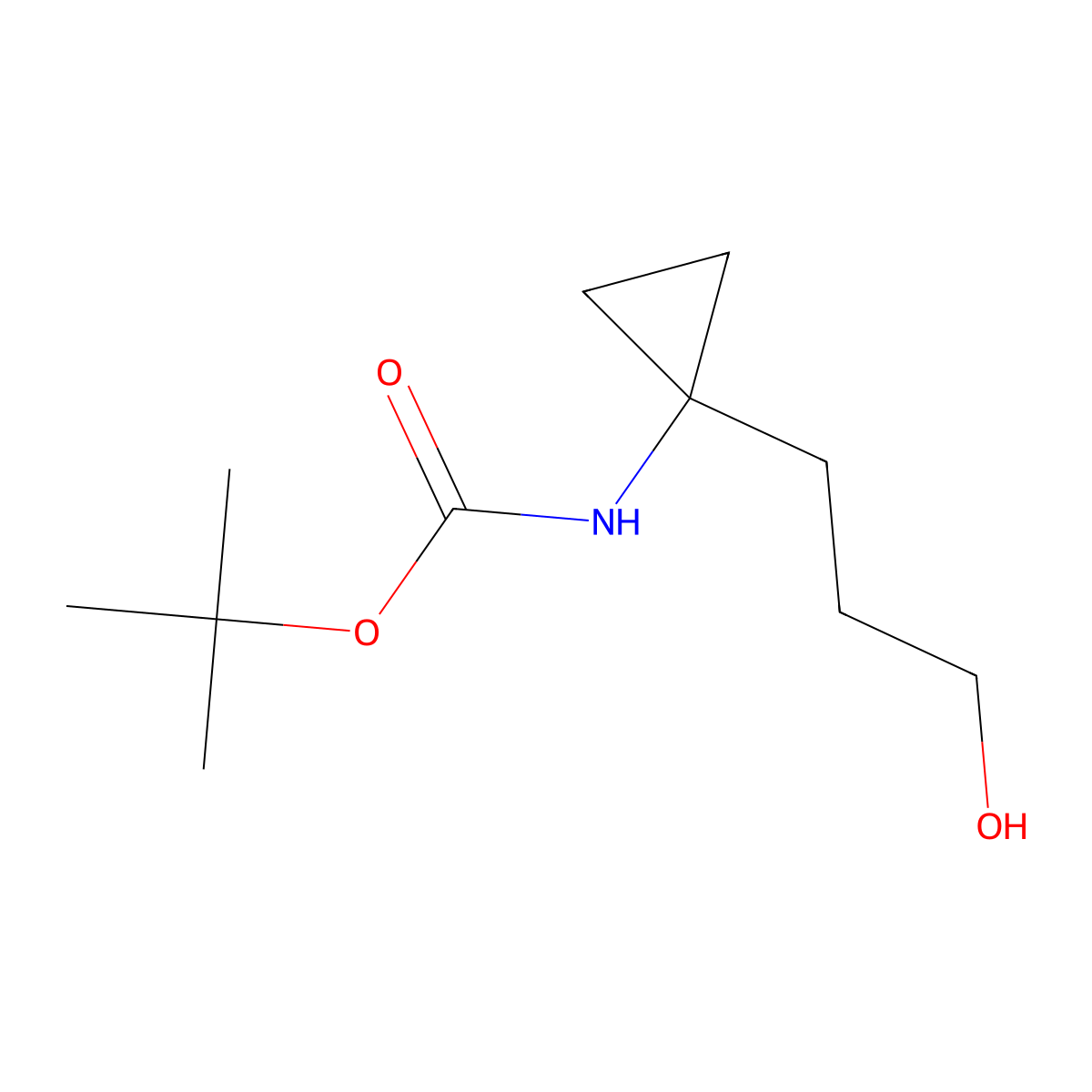 tert-butyl N-[1-(3-hydroxypropyl)cyclopropyl]carbamate molecular structure, CAS 120616-07-1