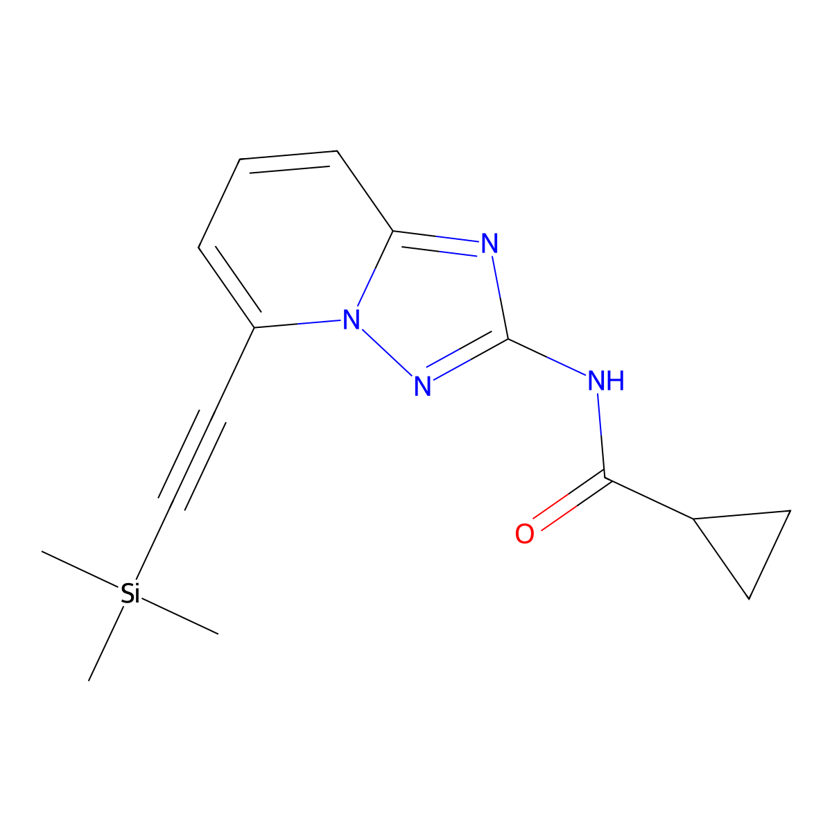 N-(5-((trimethylsilyl)ethynyl)-[1,2,4]triazolo[1,5-a]pyridin-2-yl)cyclopropanecarboxamide molecular structure, CAS 1206163-47-4