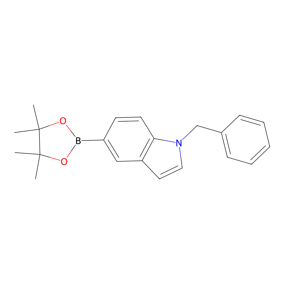 1-Benzyl-5-(4,4,5,5-tetramethyl-(1,3,2)dioxaborolan-2-yl)-1H-indole molecular structure, CAS 1206163-56-5