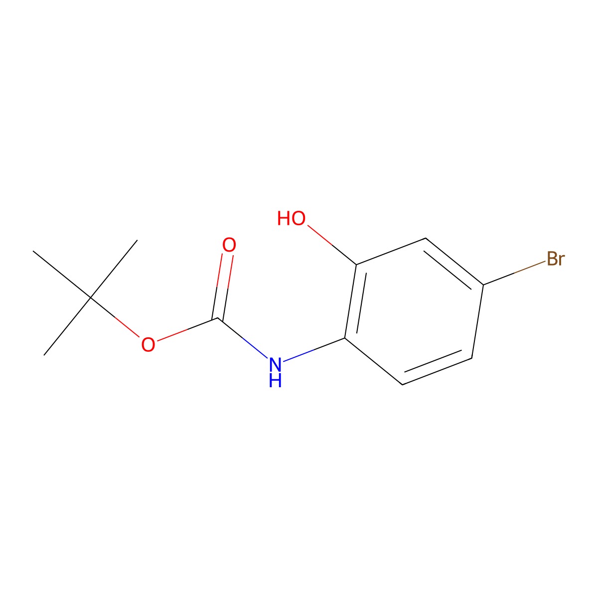 tert-butyl N-(4-bromo-2-hydroxyphenyl)carbamate molecular structure, CAS 1206175-16-7