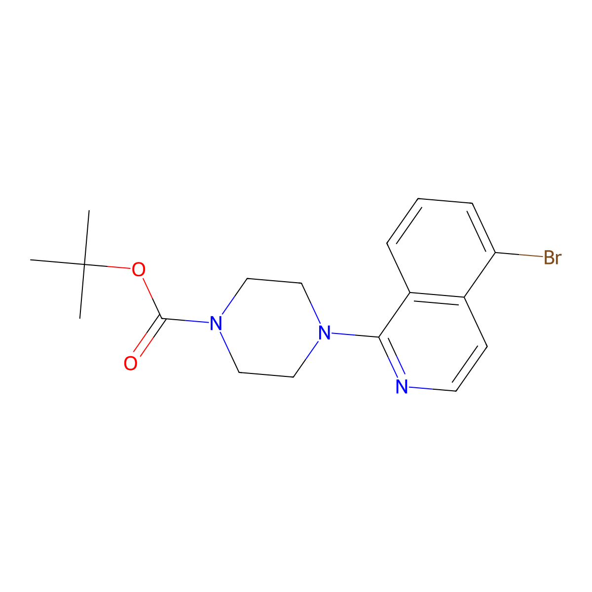 Tert-butyl 4-(5-bromoisoquinolin-1-yl)piperazine-1-carboxylate molecular structure, CAS 1206200-75-0