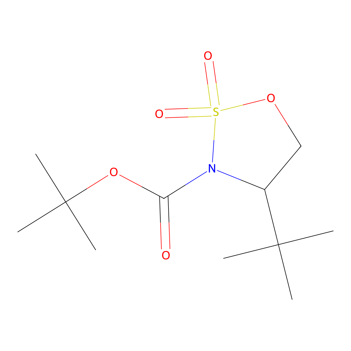 (S)-tert-Butyl 4-(tert-butyl)-1,2,3-oxathiazolidine-3-carboxylate 2,2-dioxide molecular structure, CAS 1206227-45-3