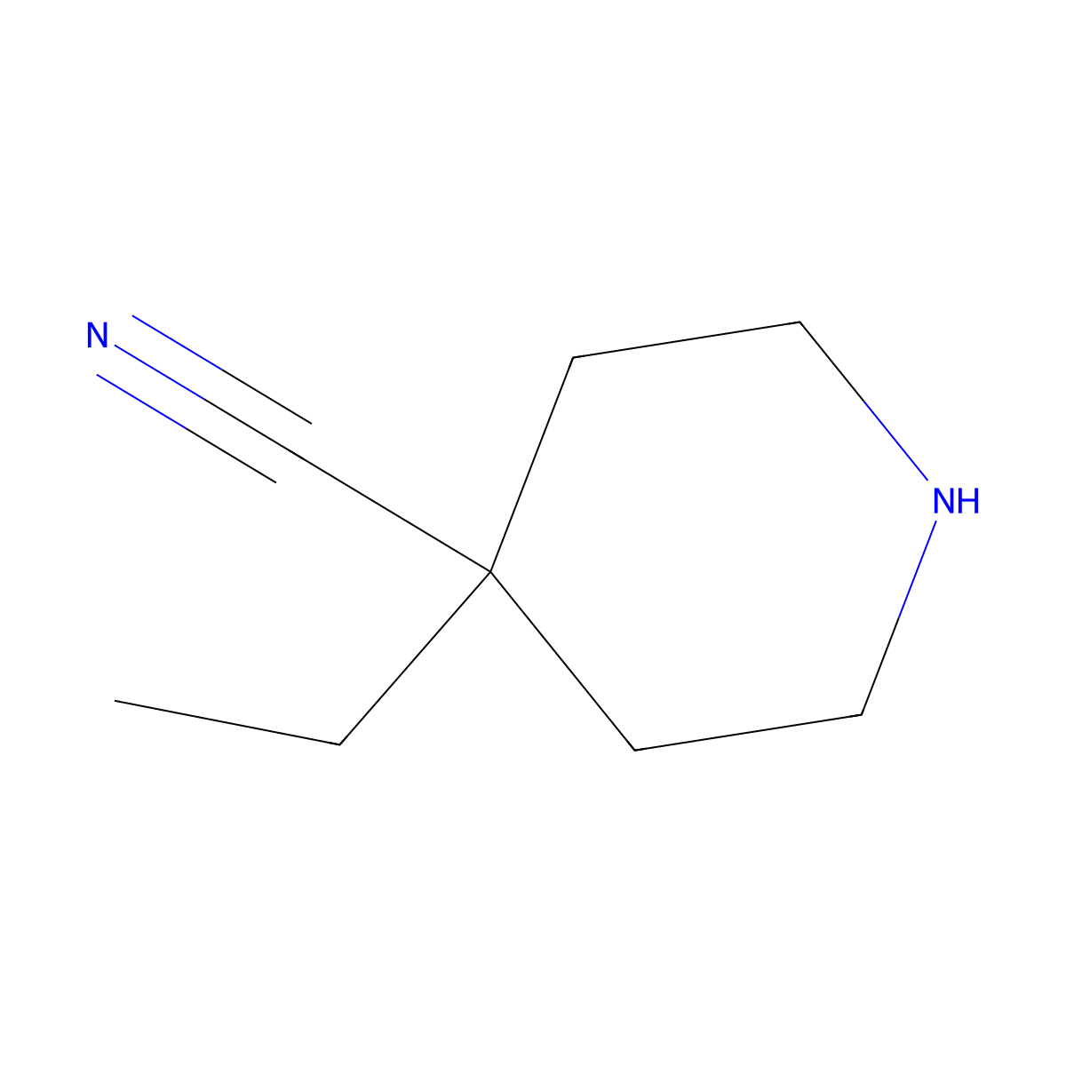 4-Ethylpiperidine-4-carbonitrile molecular structure, CAS 1206228-58-1