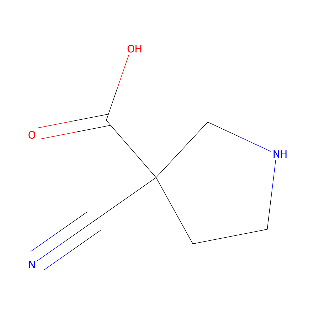 3-Cyanopyrrolidine-3-carboxylic acid molecular structure, CAS 1206228-62-7