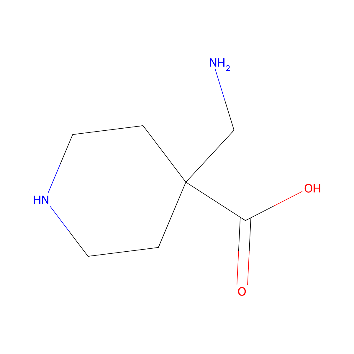 4-(Aminomethyl)piperidine-4-carboxylic acid molecular structure, CAS 1206228-68-3