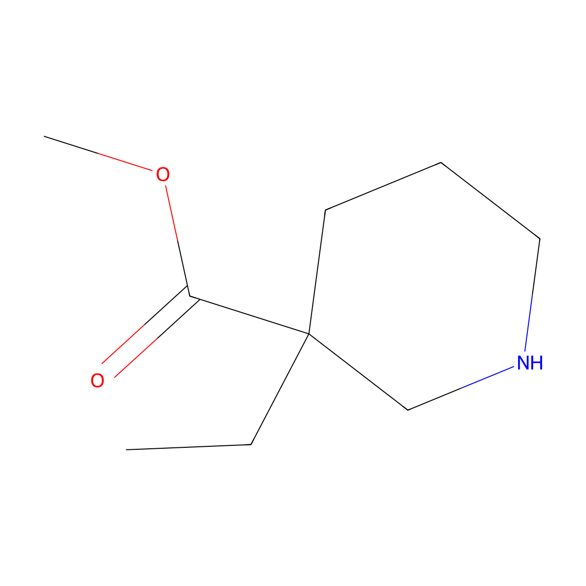 Methyl 3-ethylpiperidine-3-carboxylate molecular structure, CAS 1206228-73-0