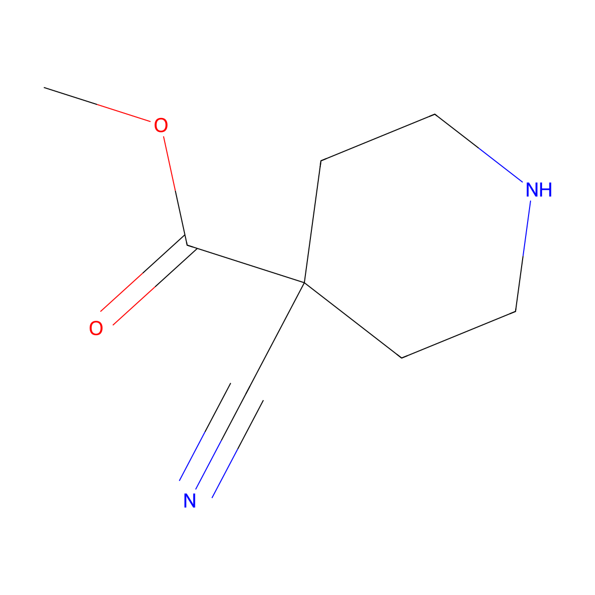 Methyl 4-cyanopiperidine-4-carboxylate molecular structure, CAS 1206228-82-1