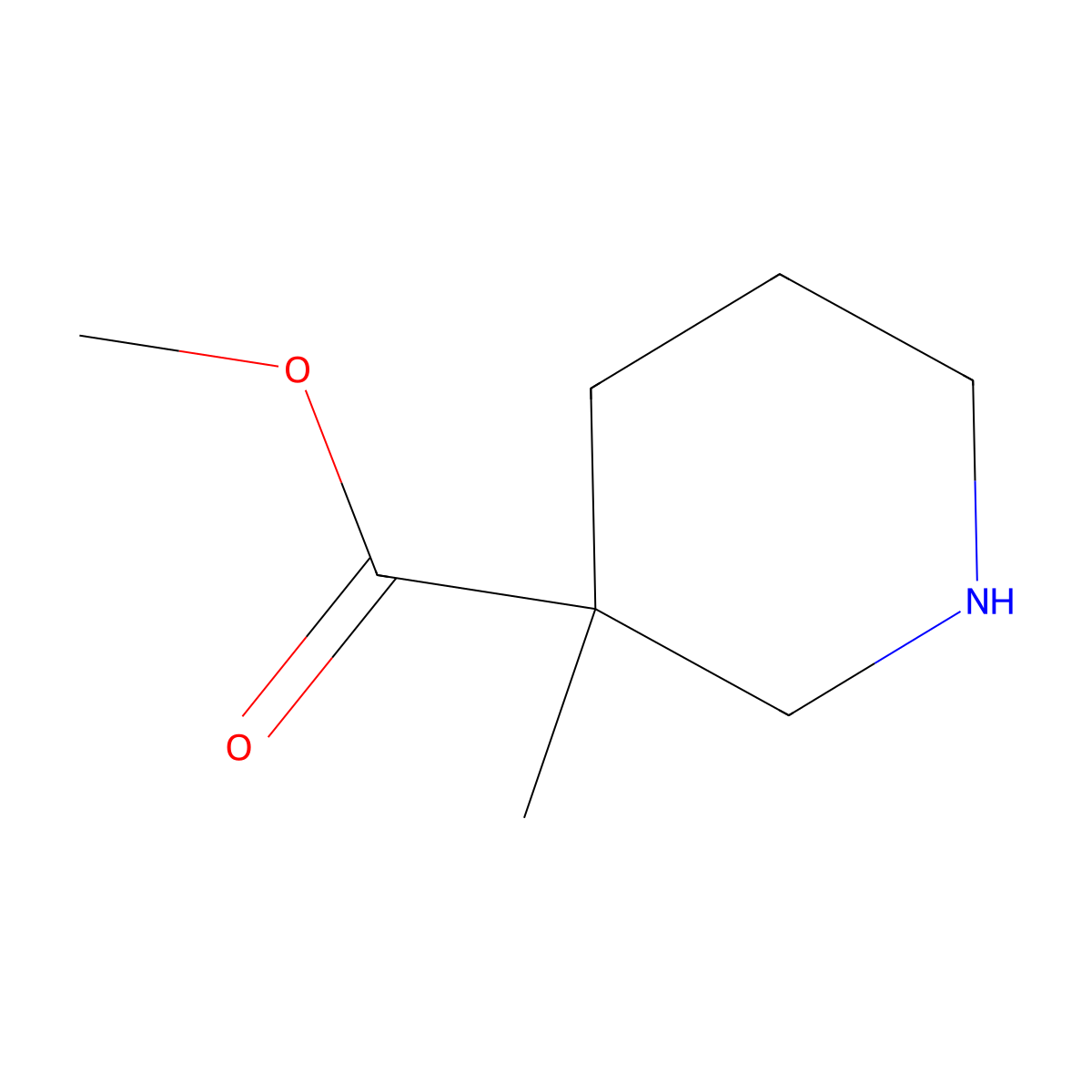3-Piperidinecarboxylic acid, 3-methyl-, methyl ester molecular structure, CAS 1206228-83-2