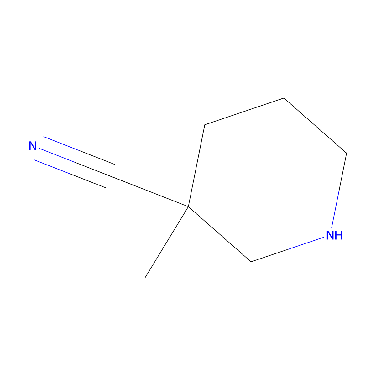 3-Methylpiperidine-3-carbonitrile molecular structure, CAS 1206228-89-8