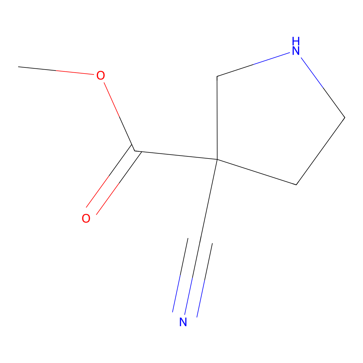 Methyl 3-cyanopyrrolidine-3-carboxylate molecular structure, CAS 1206228-91-2