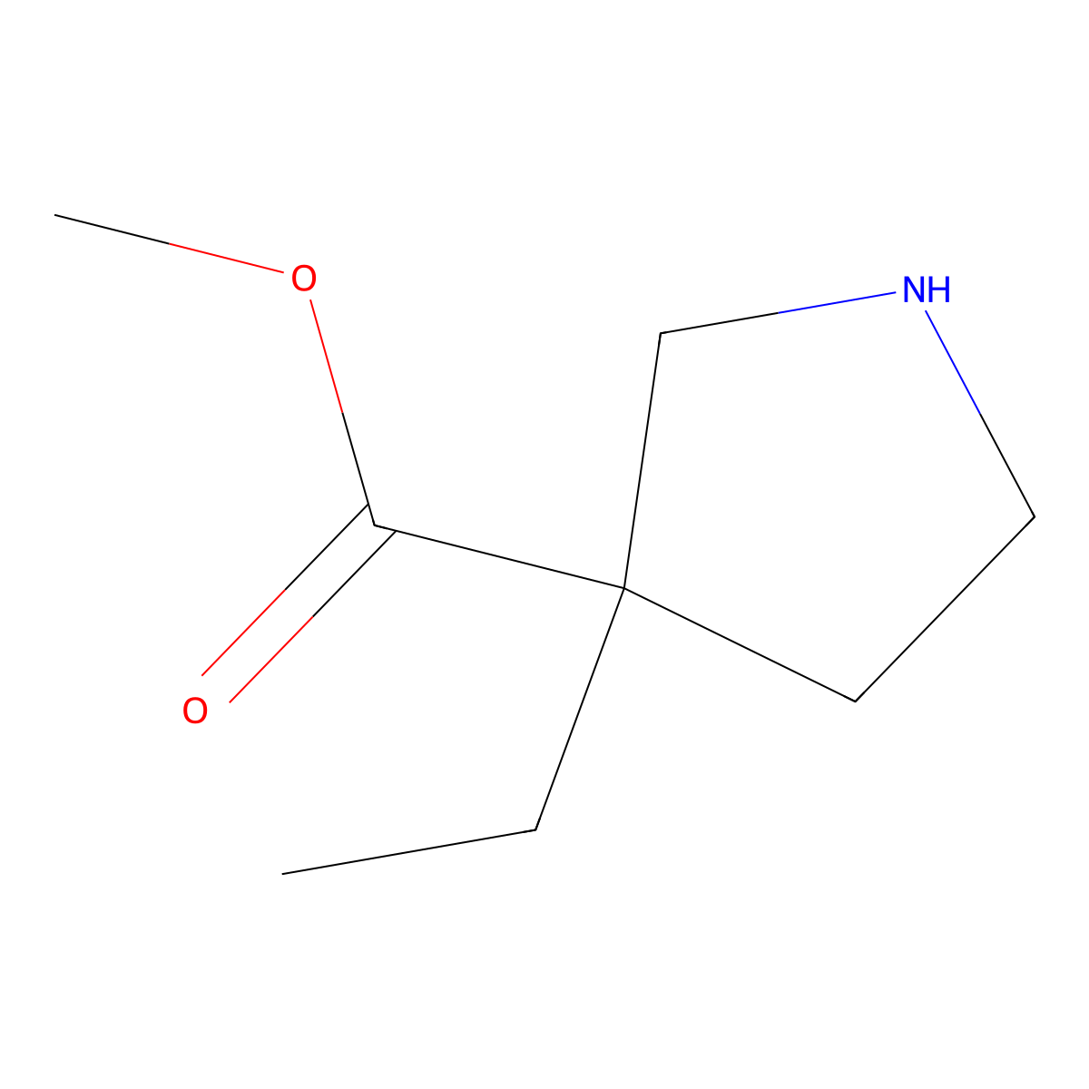 Methyl 3-ethylpyrrolidine-3-carboxylate molecular structure, CAS 1206228-94-5