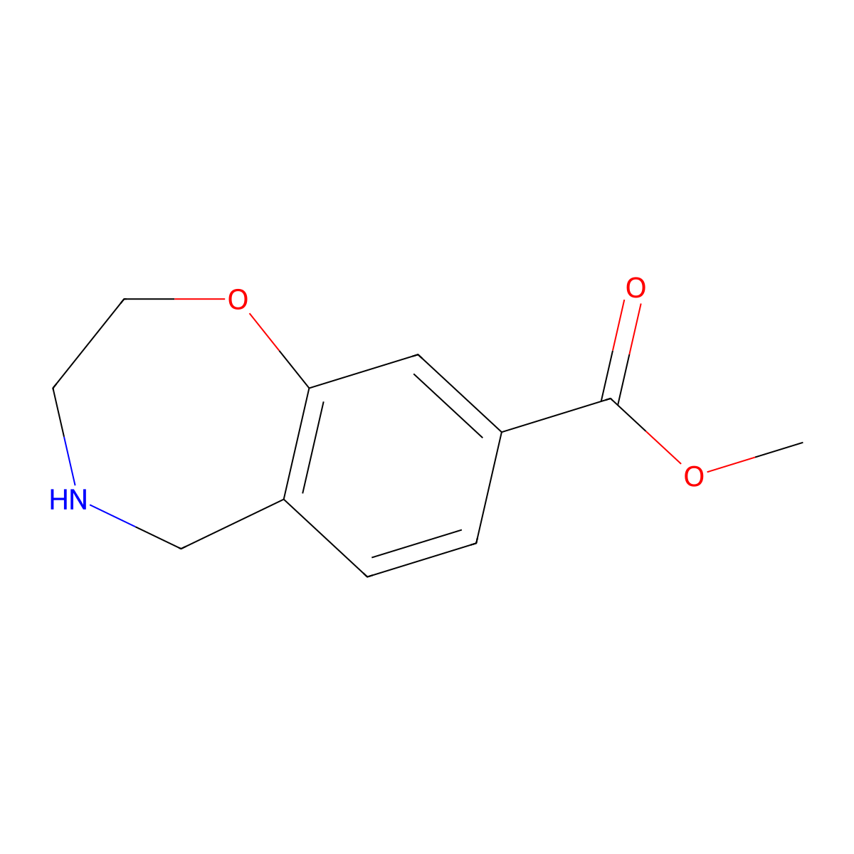 Methyl 2,3,4,5-tetrahydro-1,4-benzoxazepine-8-carboxylate molecular structure, CAS 1206229-00-6