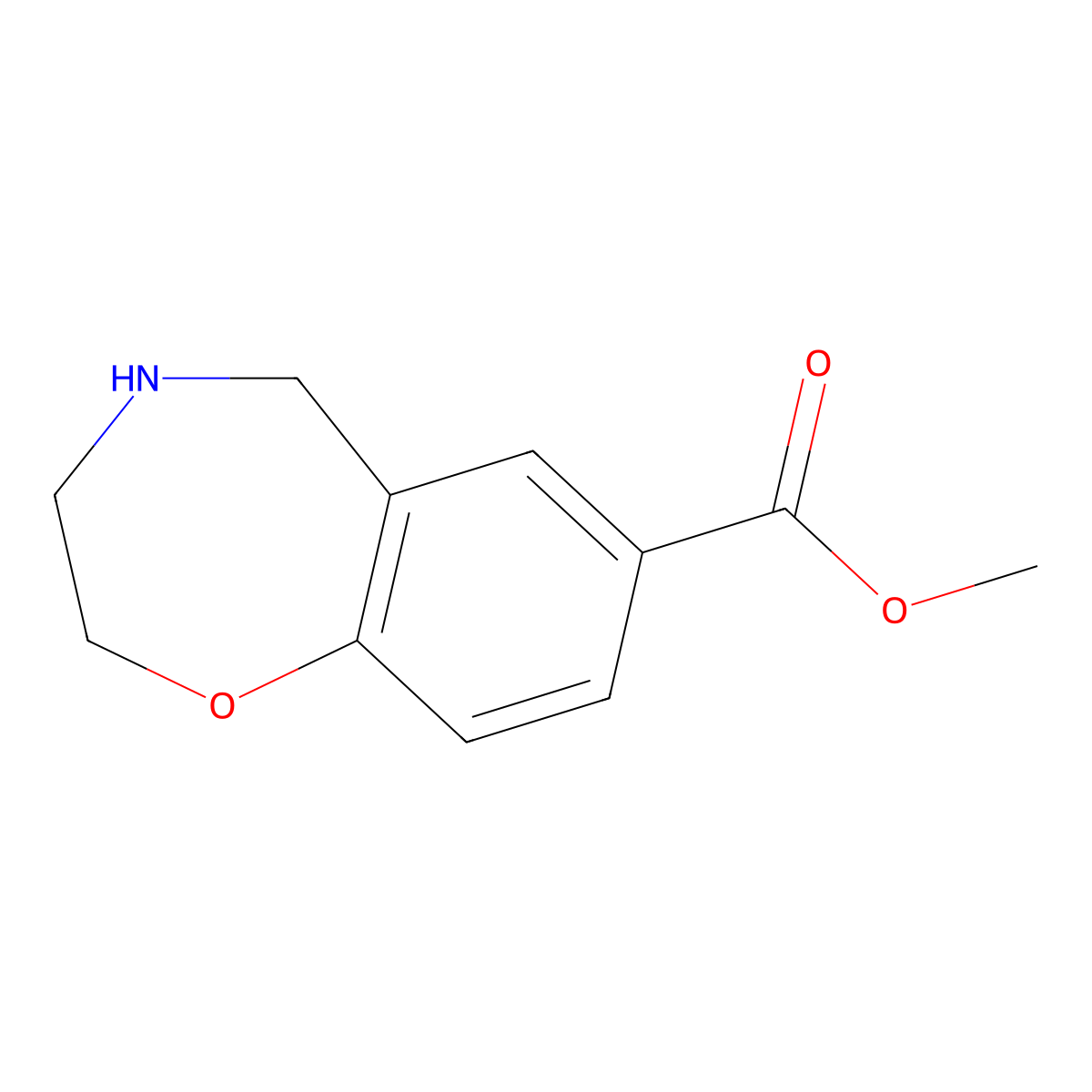 Methyl 2,3,4,5-tetrahydro-1,4-benzoxazepine-7-carboxylate molecular structure, CAS 1206229-01-7