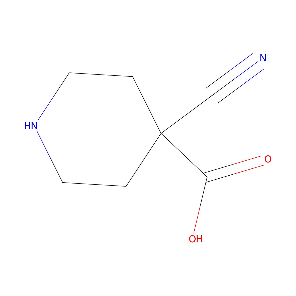 4-Cyanopiperidine-4-carboxylic acid molecular structure, CAS 1206229-05-1