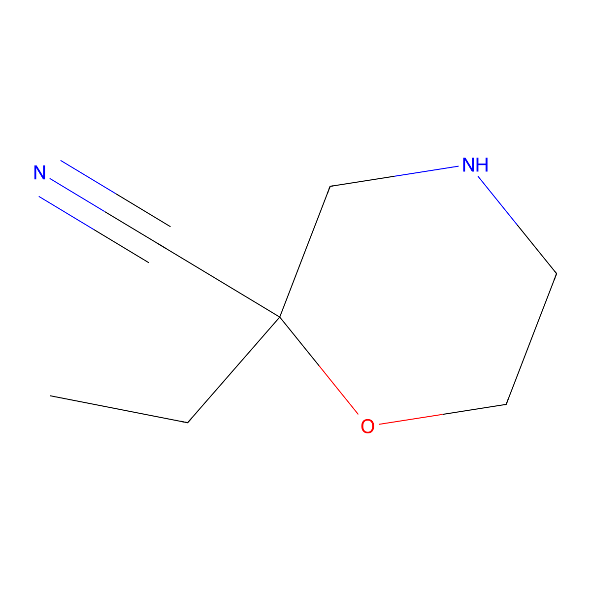 2-Ethylmorpholine-2-carbonitrile molecular structure, CAS 1206229-09-5