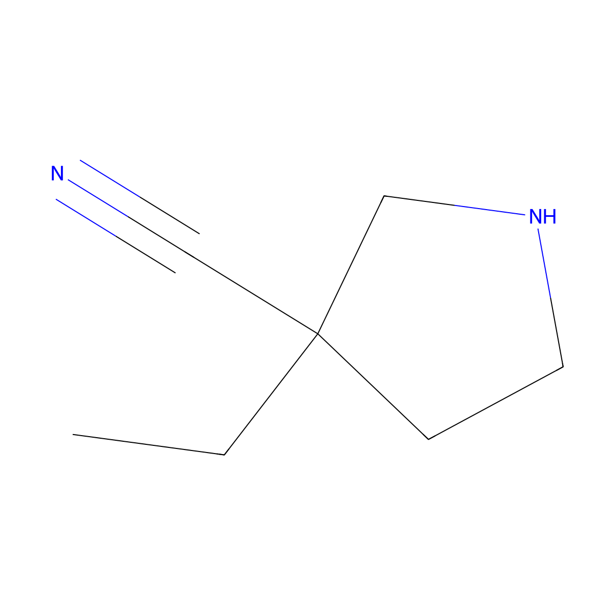 3-Ethylpyrrolidine-3-carbonitrile molecular structure, CAS 1206229-12-0