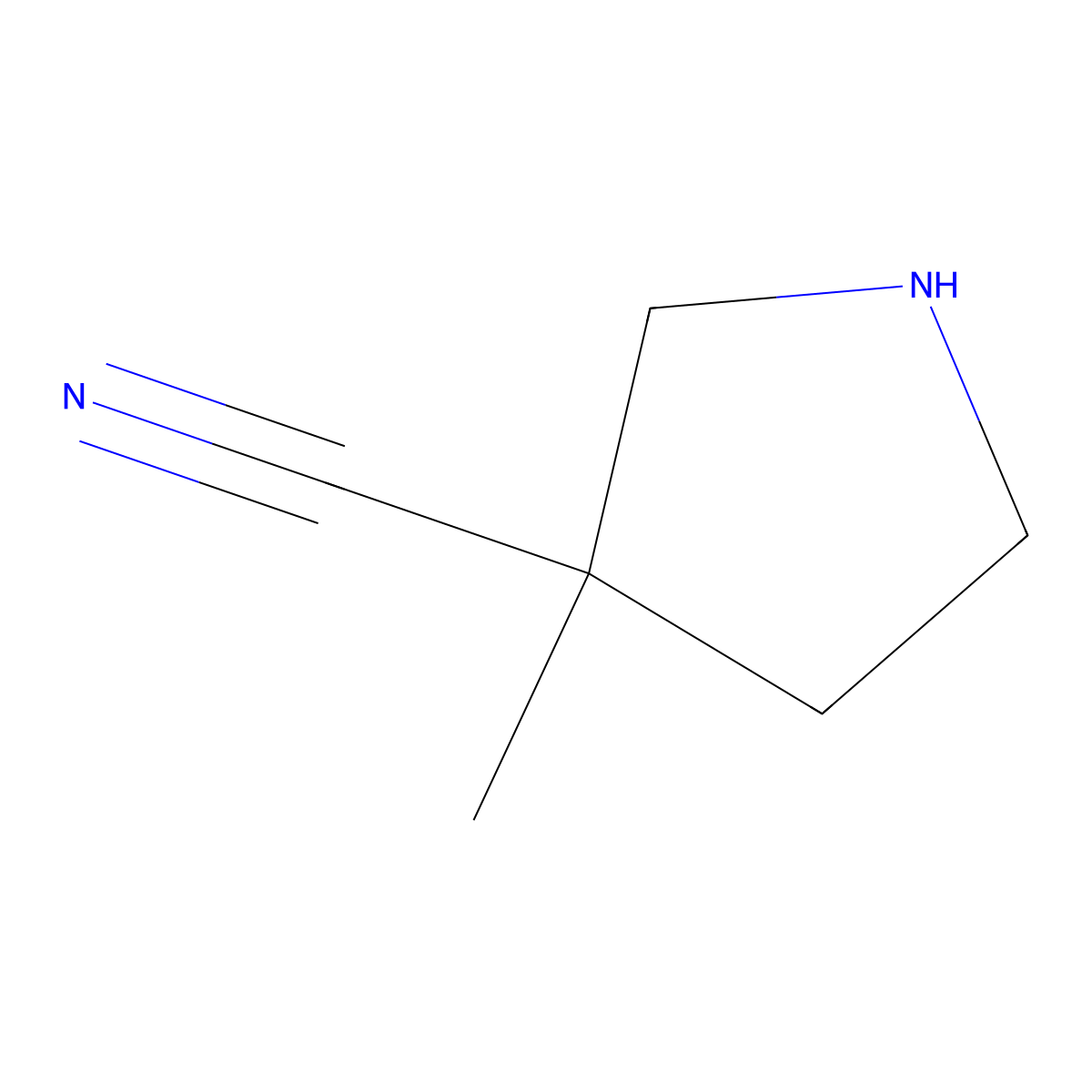 3-Methylpyrrolidine-3-carbonitrile molecular structure, CAS 1206229-14-2