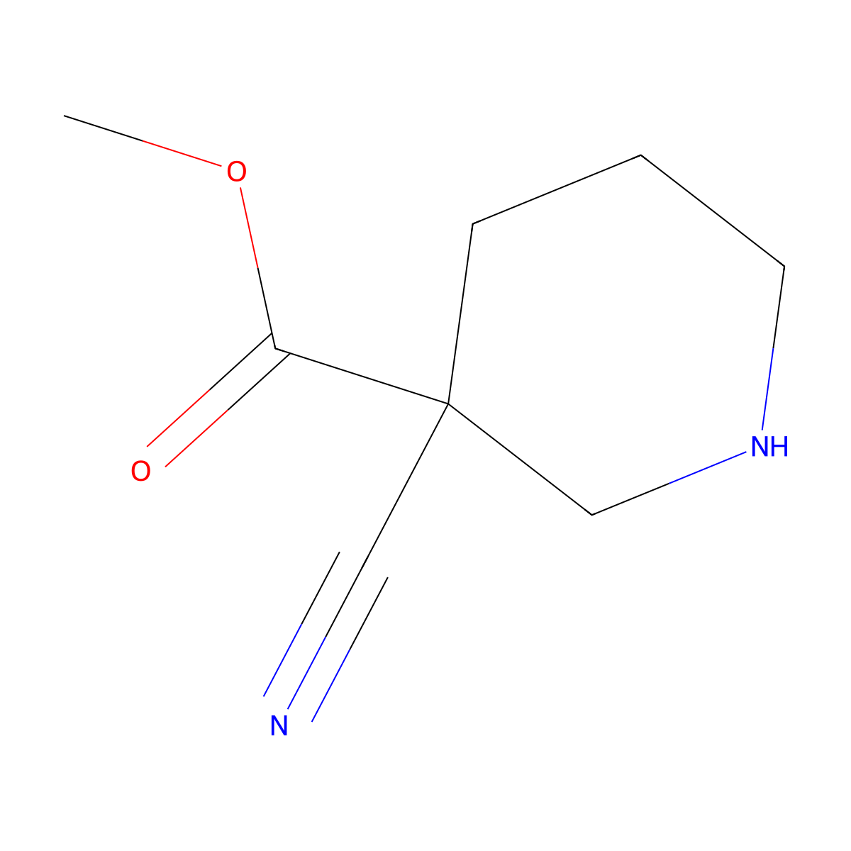 Methyl 3-cyanopiperidine-3-carboxylate molecular structure, CAS 1206229-17-5