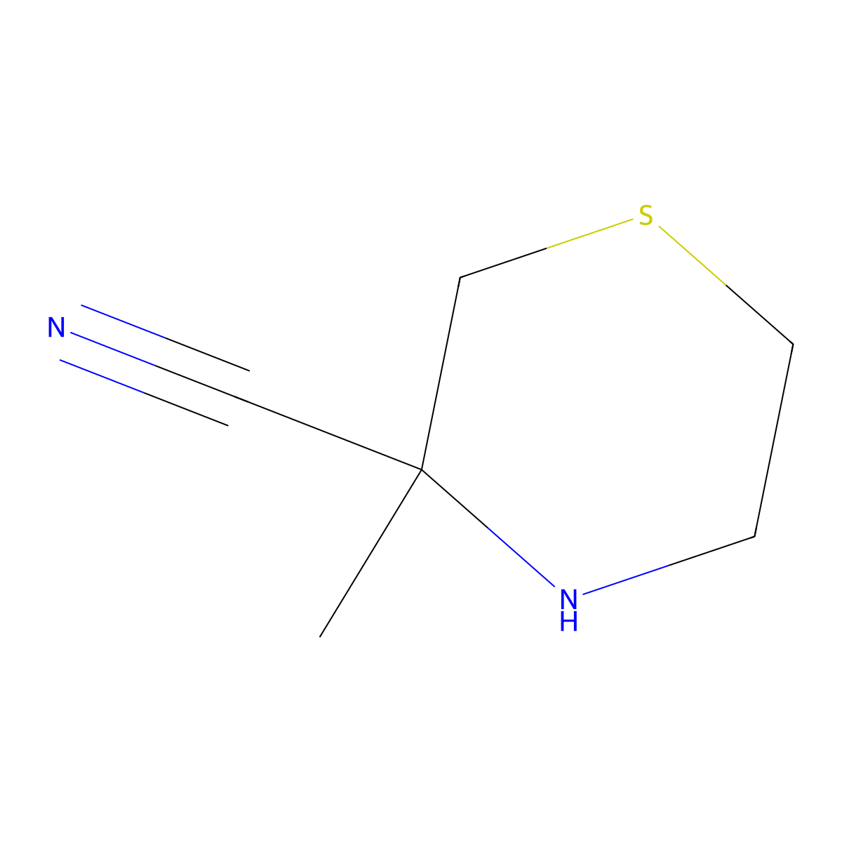 3-Methylthiomorpholine-3-carbonitrile molecular structure, CAS 1206229-28-8