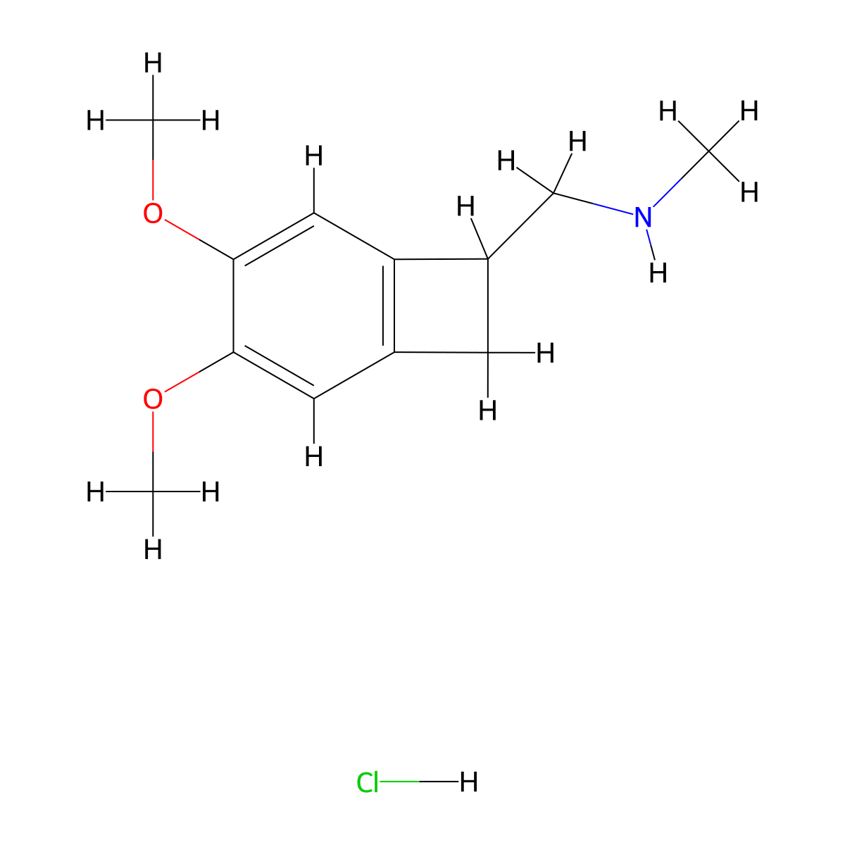 1-(3,4-Dimethoxybicyclo[4.2.0]octa-1,3,5-trien-7-yl)-N-methylmethanaminehydrochloride molecular structure, CAS 1206230-28-5