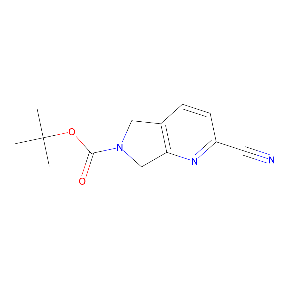 tert-butyl 2-cyano-5H,6H,7H-pyrrolo[3,4-b]pyridine-6-carboxylate molecular structure, CAS 1206247-73-5