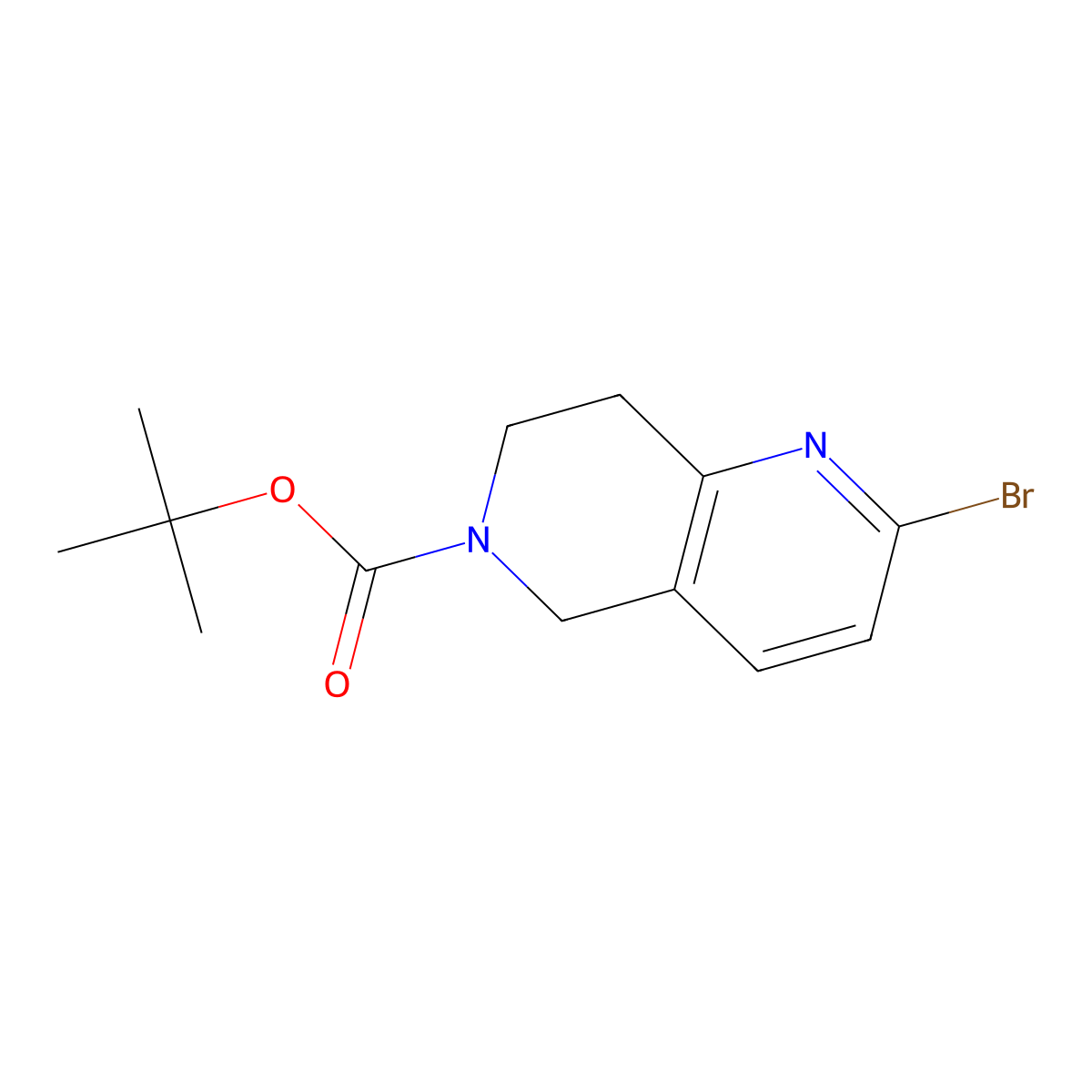 Tert-butyl 2-bromo-7,8-dihydro-1,6-naphthyridine-6(5H)-carboxylate molecular structure, CAS 1206247-74-6