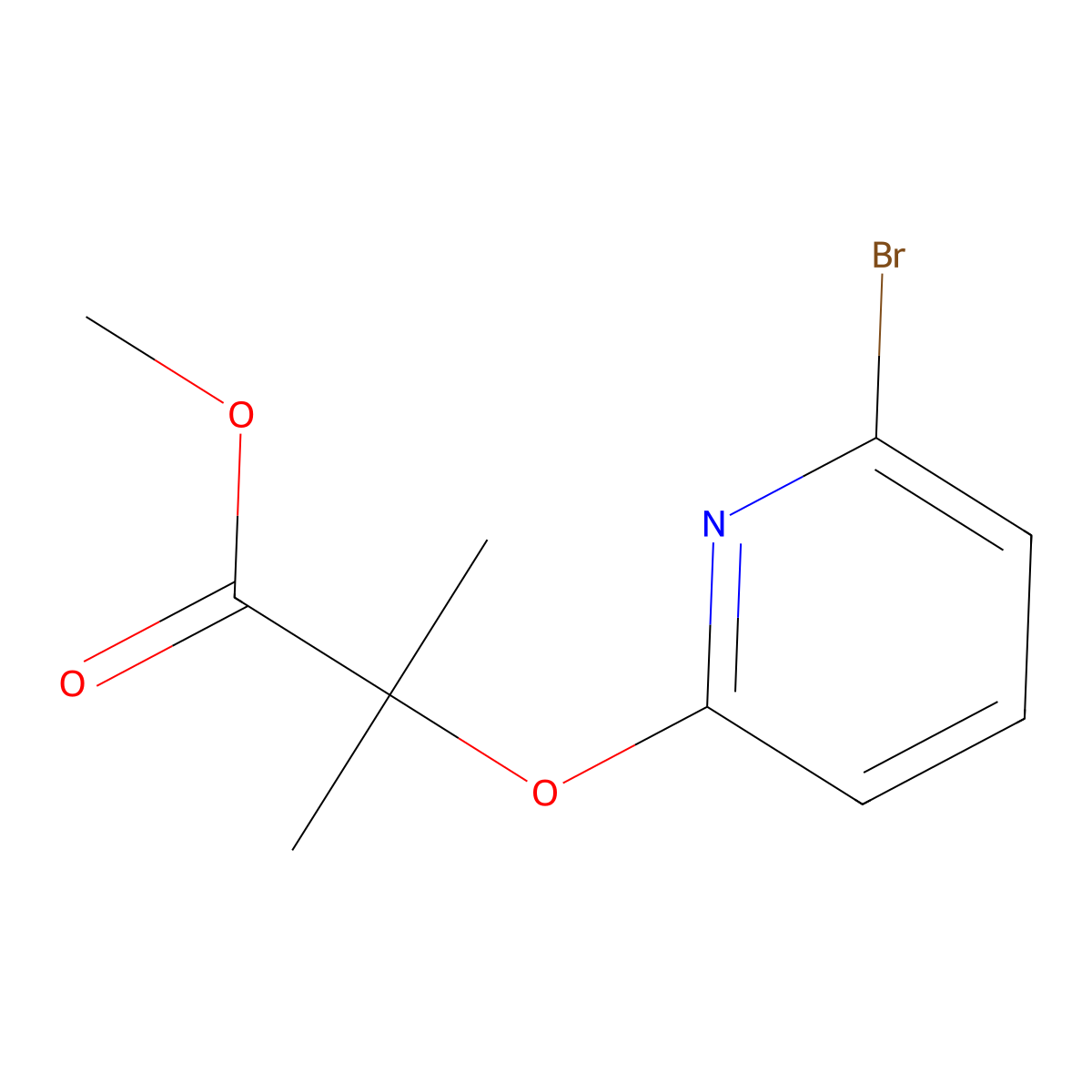 Methyl 2-[(6-bromo-2-pyridinyl)oxy]-2-methylpropanoate molecular structure, CAS 1206247-84-8