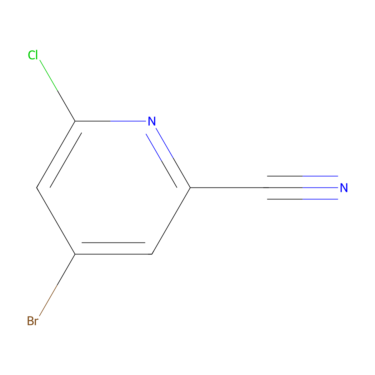 4-Bromo-6-chloropicolinonitrile molecular structure, CAS 1206247-90-6