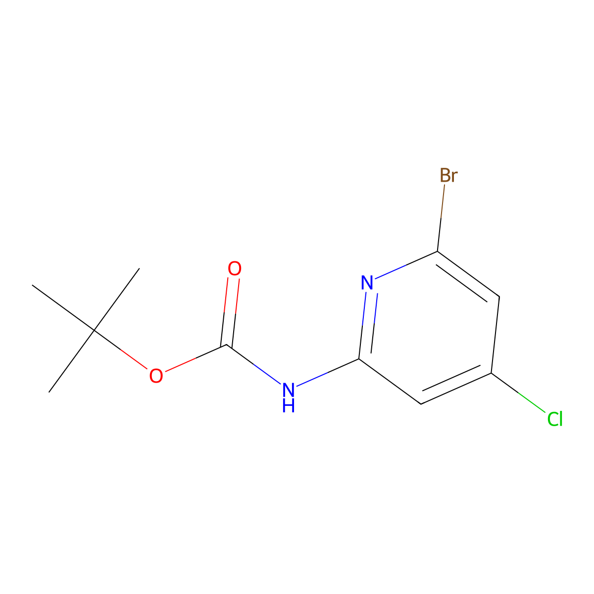 tert-Butyl (6-bromo-4-chloropyridin-2-yl)carbamate molecular structure, CAS 1206247-91-7