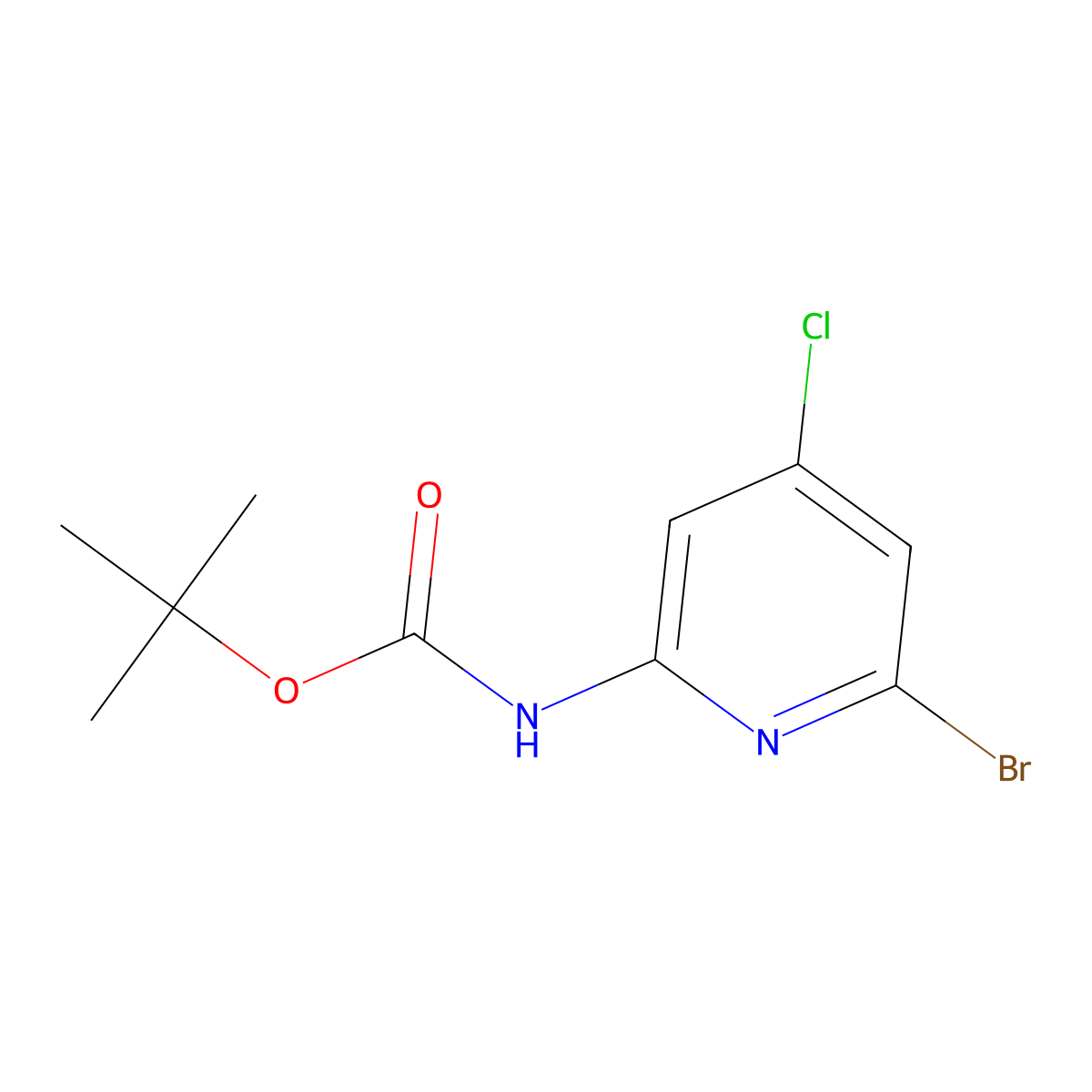 tert-Butyl (6-bromo-4-chloropyridin-2-yl)carbamate molecular structure, CAS 1206247-91-7