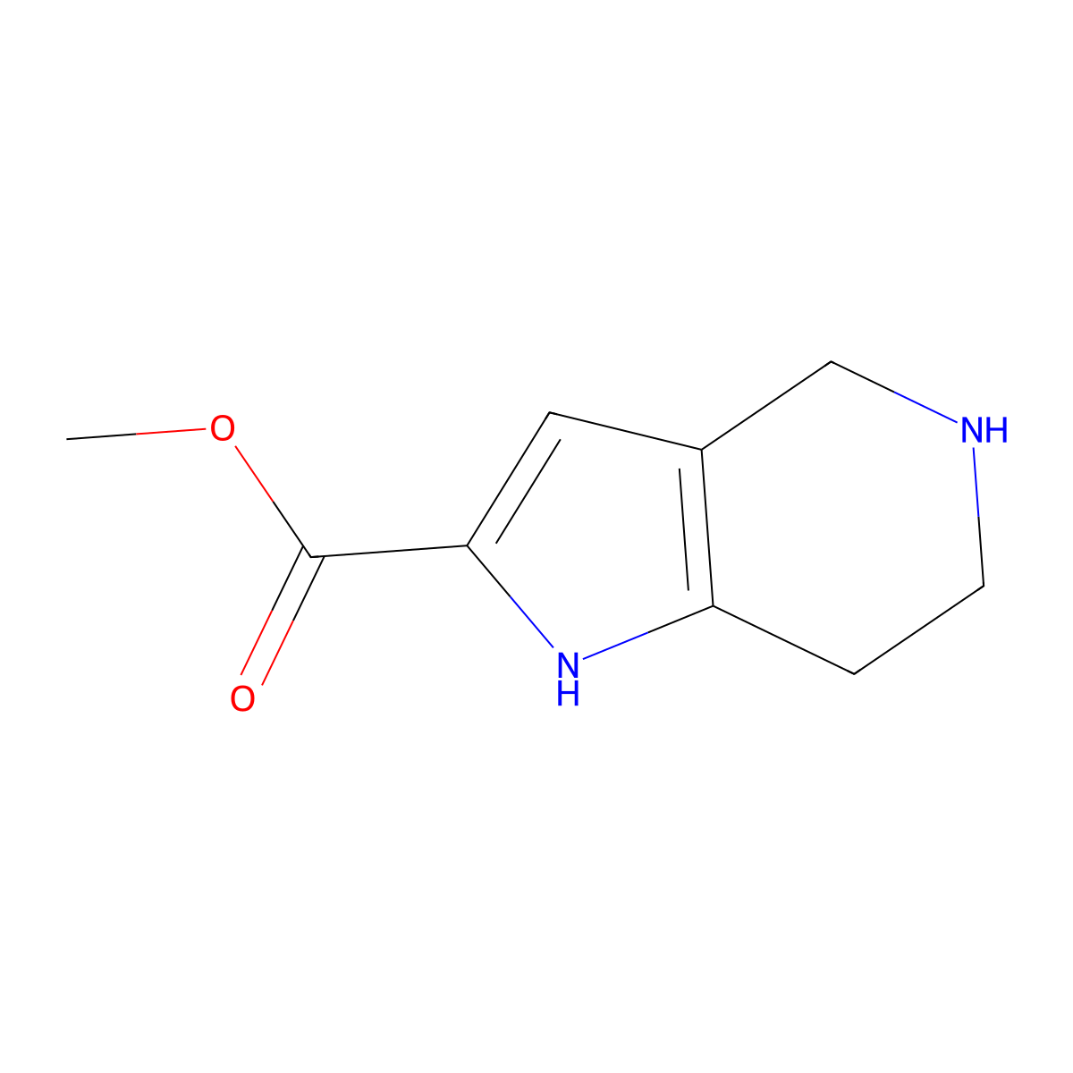 methyl 1H,4H,5H,6H,7H-pyrrolo[3,2-c]pyridine-2-carboxylate molecular structure, CAS 1206248-13-6