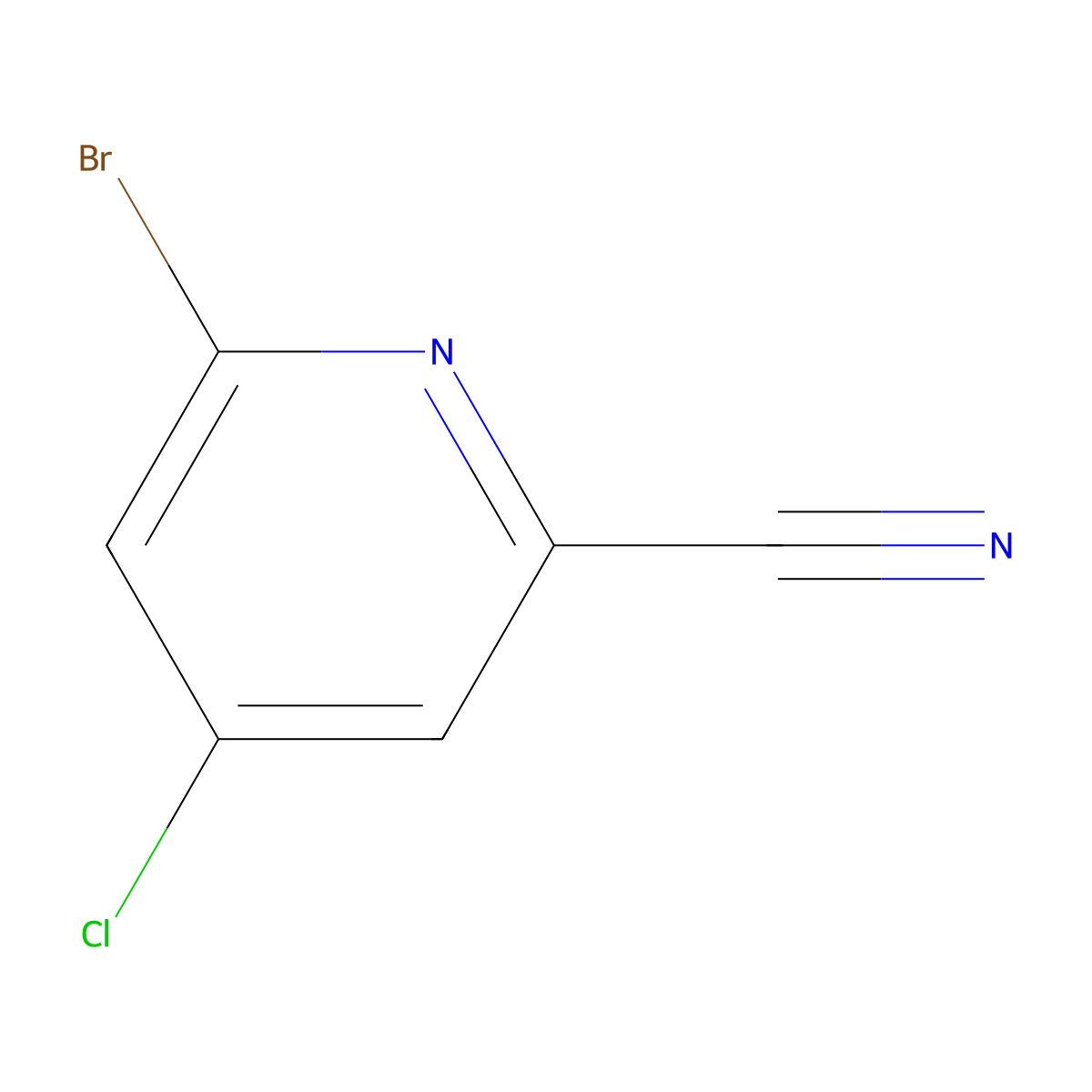 6-Bromo-4-chloropyridine-2-carbonitrile molecular structure, CAS 1206248-51-2